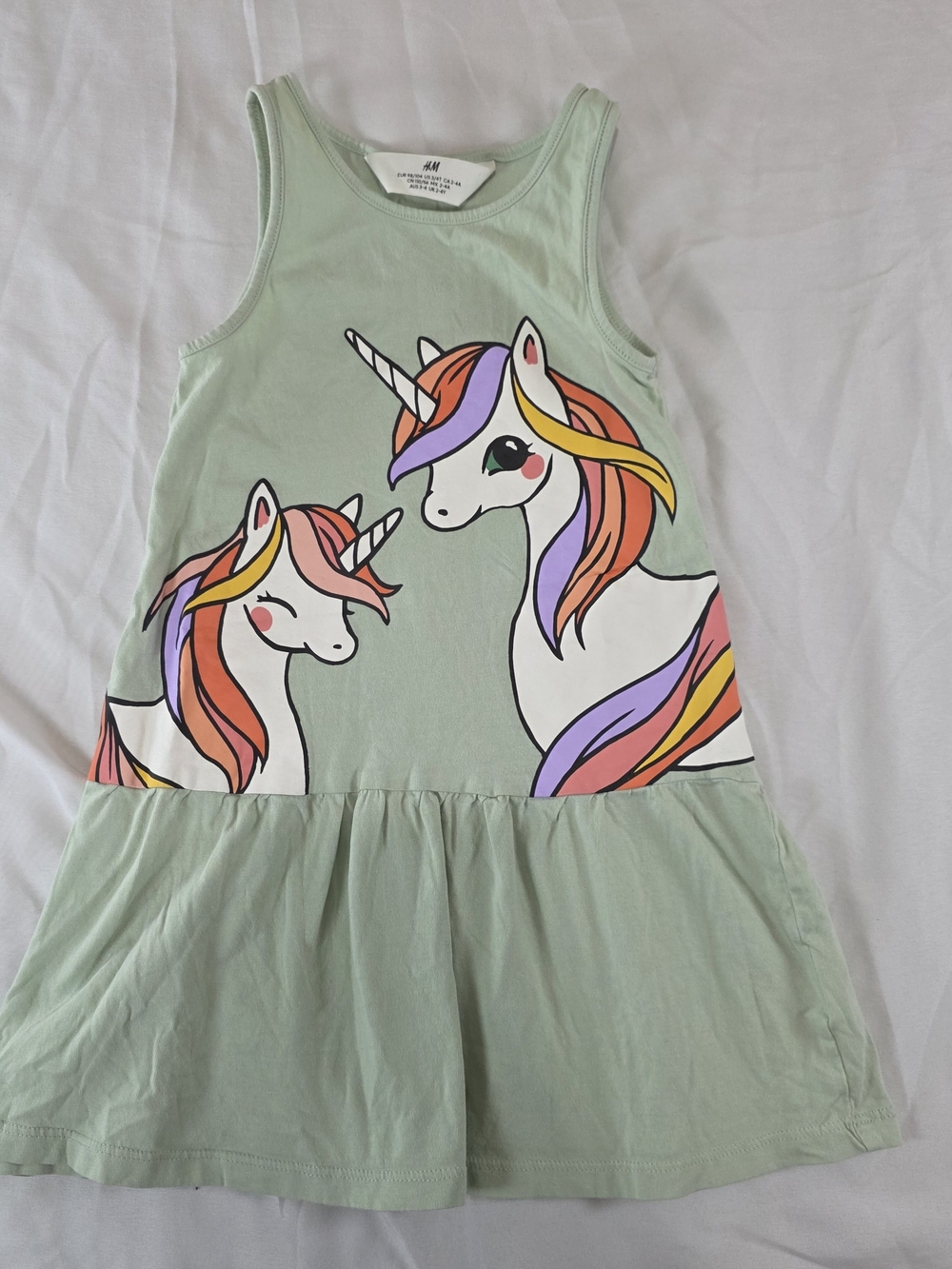 H&M Mint Unicorn Print Toodler Dress US SIZE:3T/4